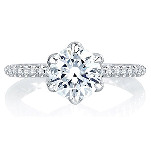 A.Jaffe 6-Prong Pave Diamond Engagement Ring
