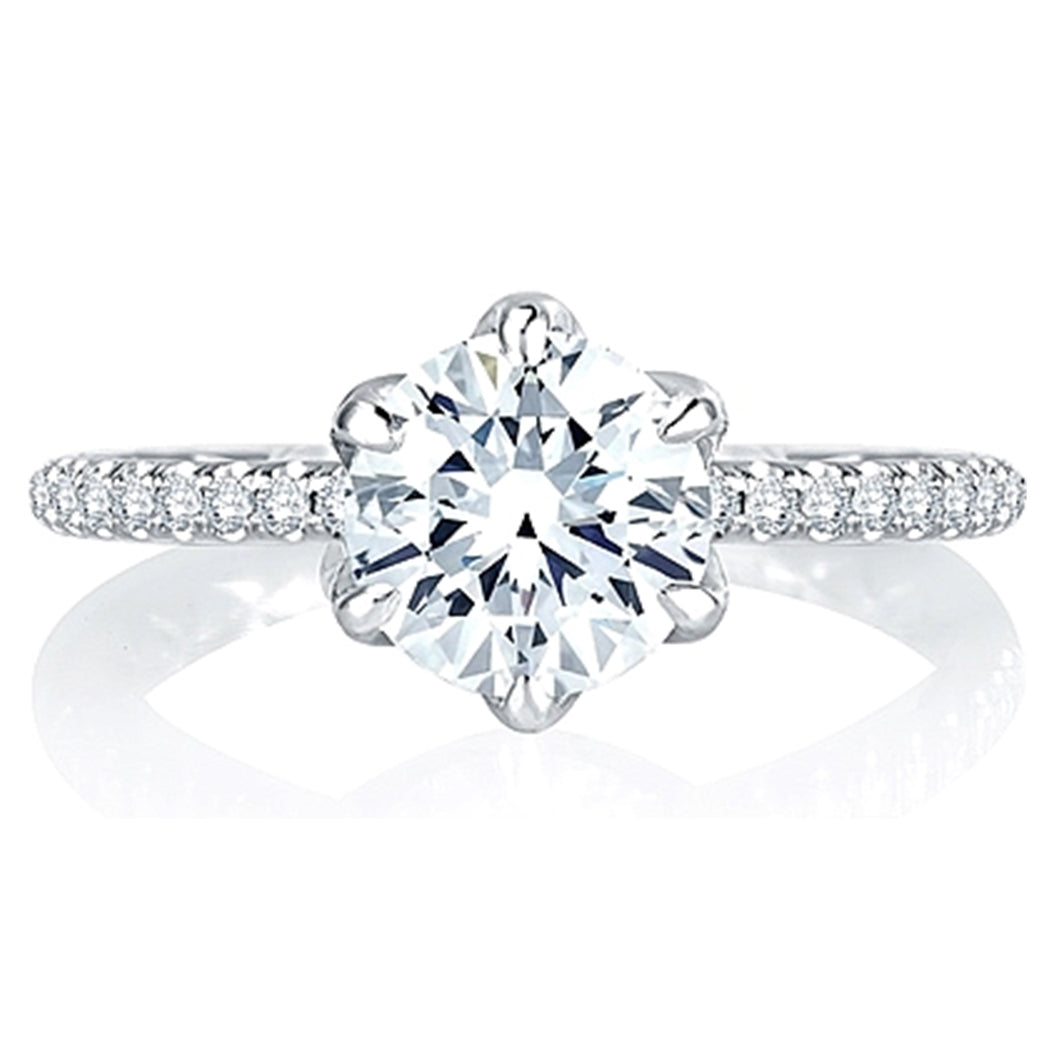 A.Jaffe 6-Prong Pave Diamond Engagement Ring