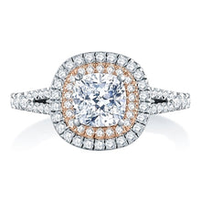 A.Jaffe Double Halo Split Shank Diamond Engagement Ring