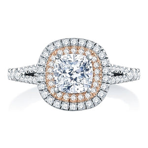 A.Jaffe Double Halo Split Shank Diamond Engagement Ring