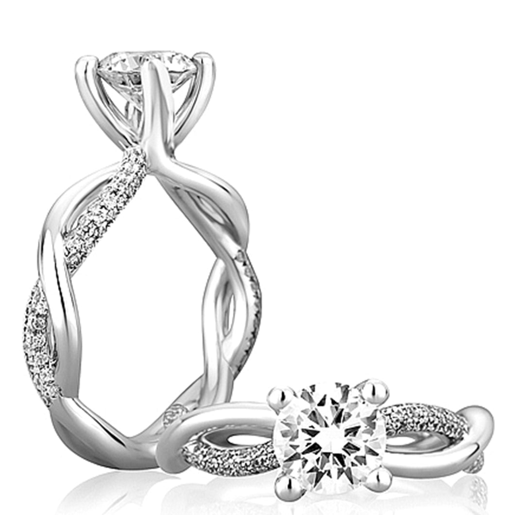 A.Jaffe Twist Shank Diamond Engagement Ring