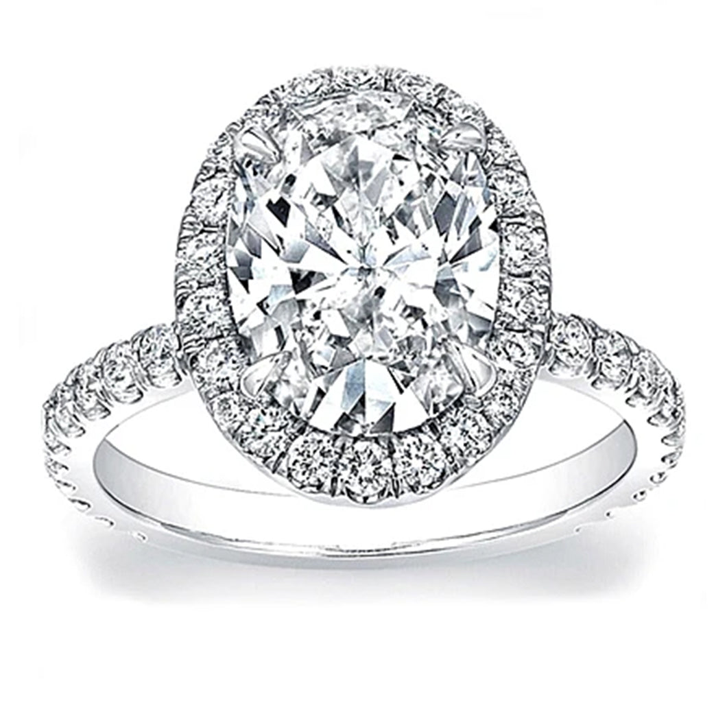 Pave Diamond Halo Engagement Ring