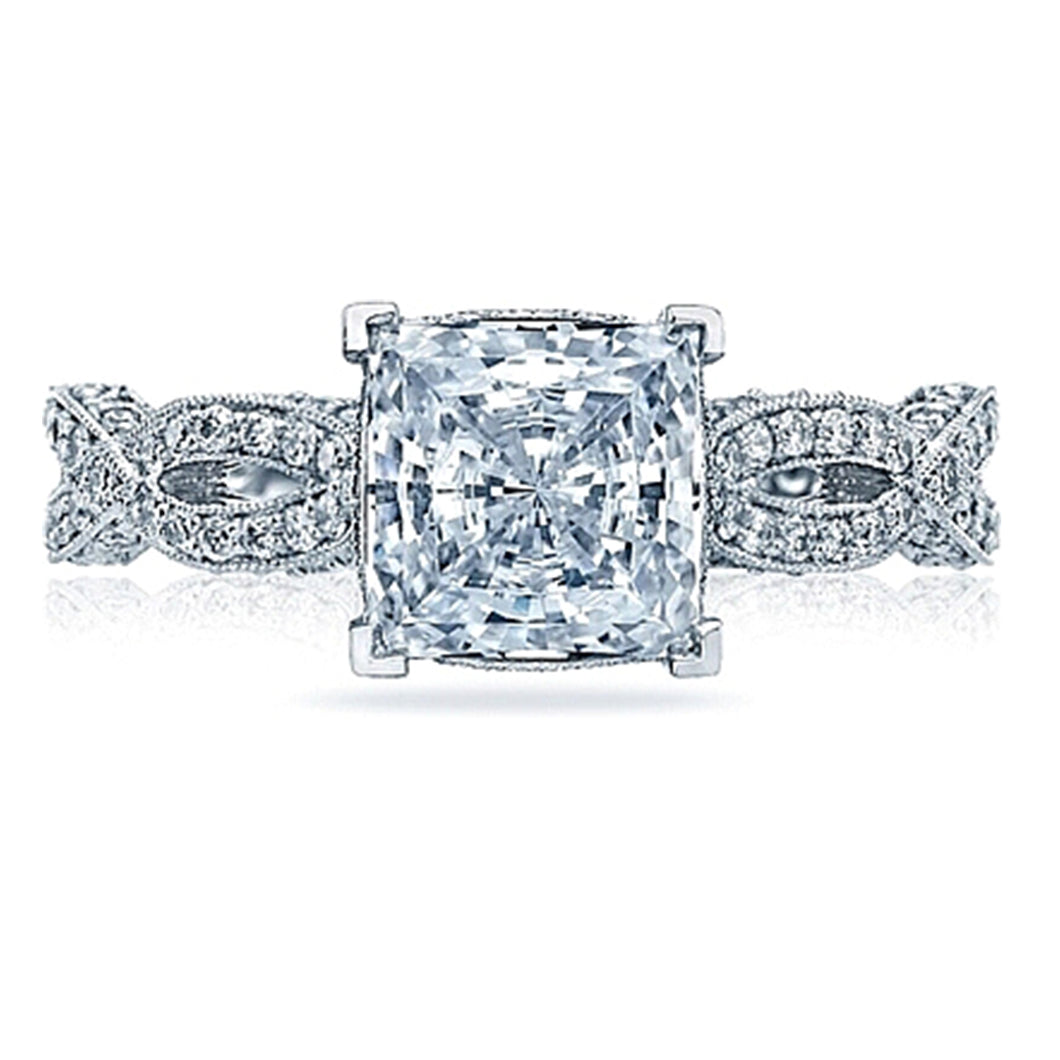 Tacori Pave Ribbon Princess Cut Diamond Engagement Ring