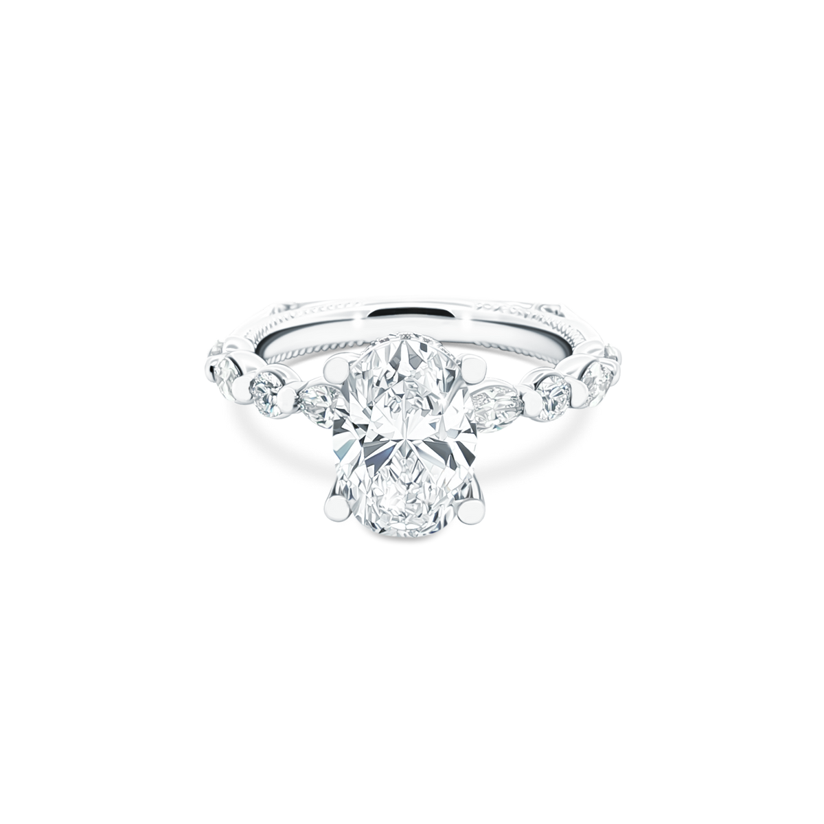 Verragio Oval Diamond Shared Prong Engagement Ring — photo 1 of 3