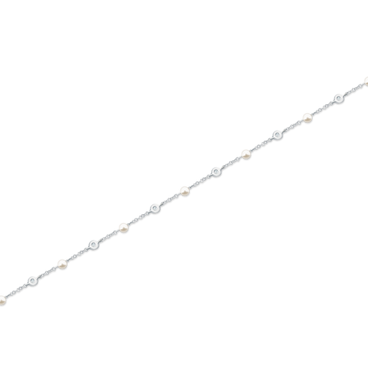 14k White Gold Diamond and Pearl Bracelet — photo 1 of 2