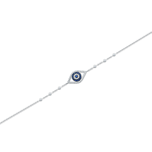 14k White Gold Diamond and Sapphire Evil Eye Bracelet — photo 1 of 2