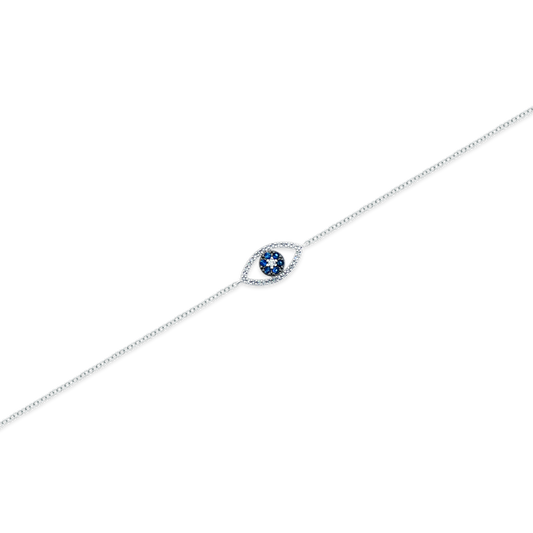 14k white gold diamond and sapphire evil eye bracelet, SKU 170-4162