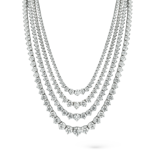 14k White Gold Graduated Three Prong Diamond Riviera Necklace — photo 1 of 2