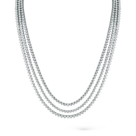 White Gold Three Prong Diamond Tennis Necklace - carat weight options shown together