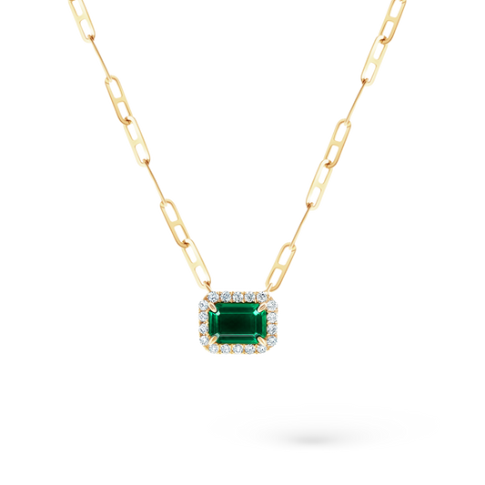 .16ct 14k Yellow Gold Diamond and Emerald Necklace - SKU 235-172