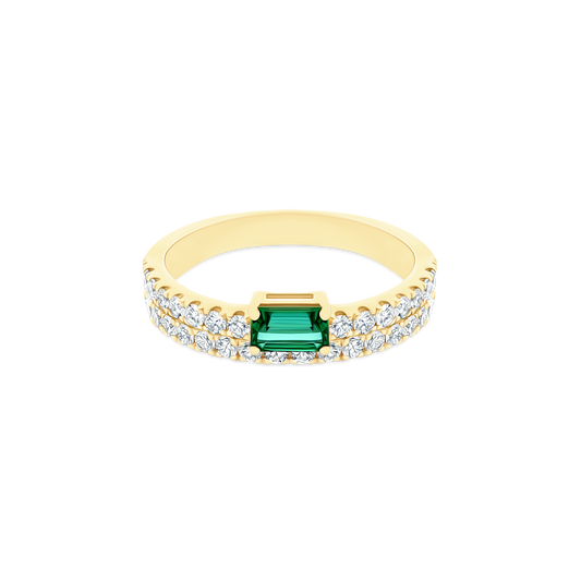 .58ct 14k Yellow Gold Diamond and Emerald Ring - SKU 200-1764