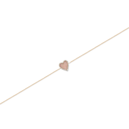 14k Yellow Gold Diamond and Mother of Pearl Heart Bracelet — photo 1 of 1