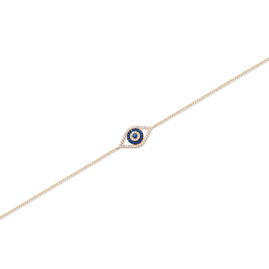 14k Yellow Gold Diamond and Sapphire Evil Eye Bracelet — photo 1 of 2