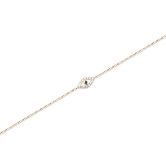 14k Yellow Gold Diamond and Sapphire Evil Eye Bracelet, SKU 170-4165