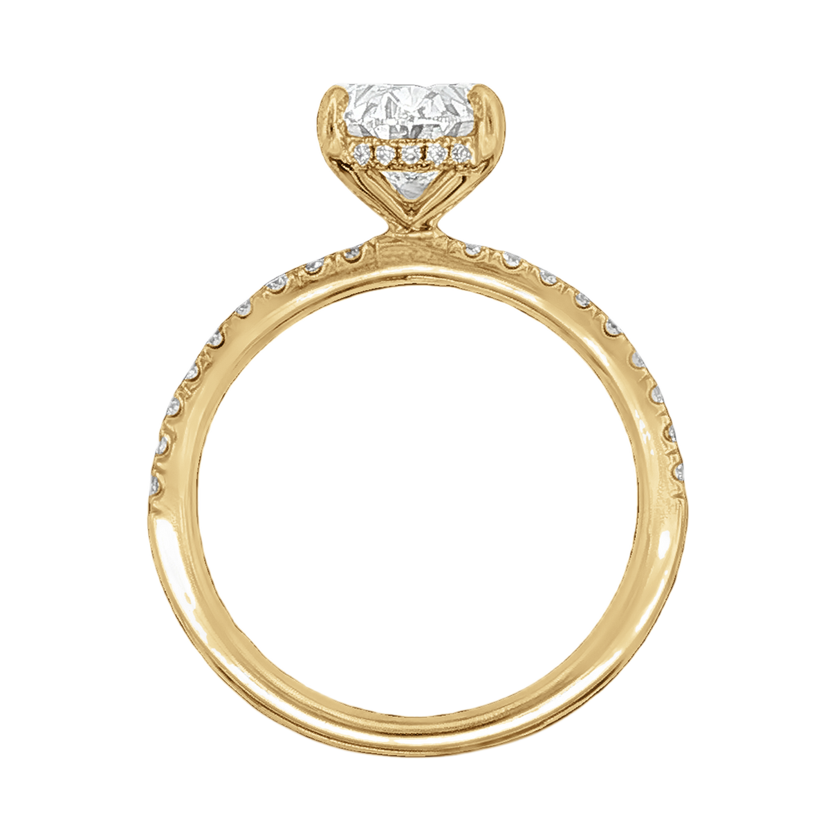 Lab Grown Diamond Pave Engagement Ring, alternate view in 14K yellow gold
