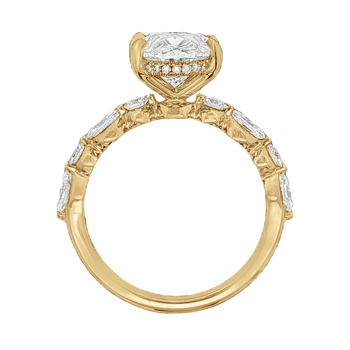 Lab Grown Diamond Shared Prong Engagement Ring, alternate view in 14K yellow gold
