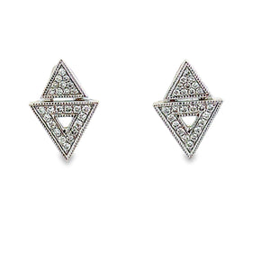 14k White Gold Diamond Stud Earrings.