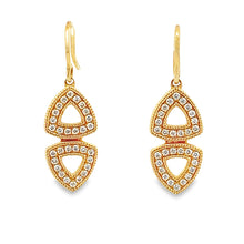 14k Yellow Gold Diamond Earrings. Earrings measure 3/4