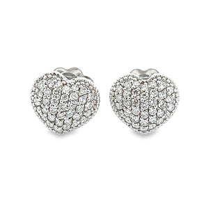 .72ct 18k White Gold diamond heart stud earrings.