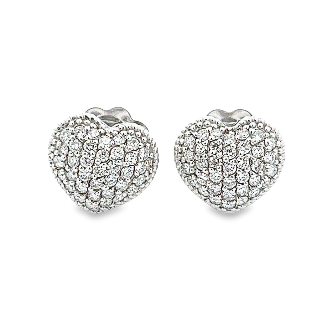 .72ct 18k White Gold diamond heart stud earrings.