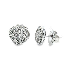 .72ct 18k White Gold diamond heart stud earrings.