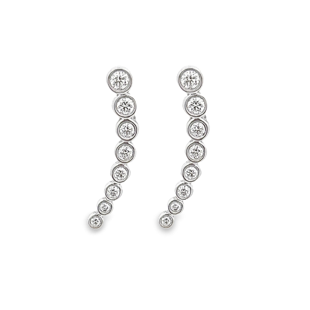 14k White Gold Diamond Earring Climbers. The 16 bezel-set diamonds ...