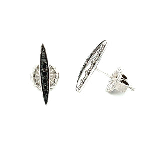 Sterling Silver Diamond Marquise Design Stud Earrings. Diamonds tot...