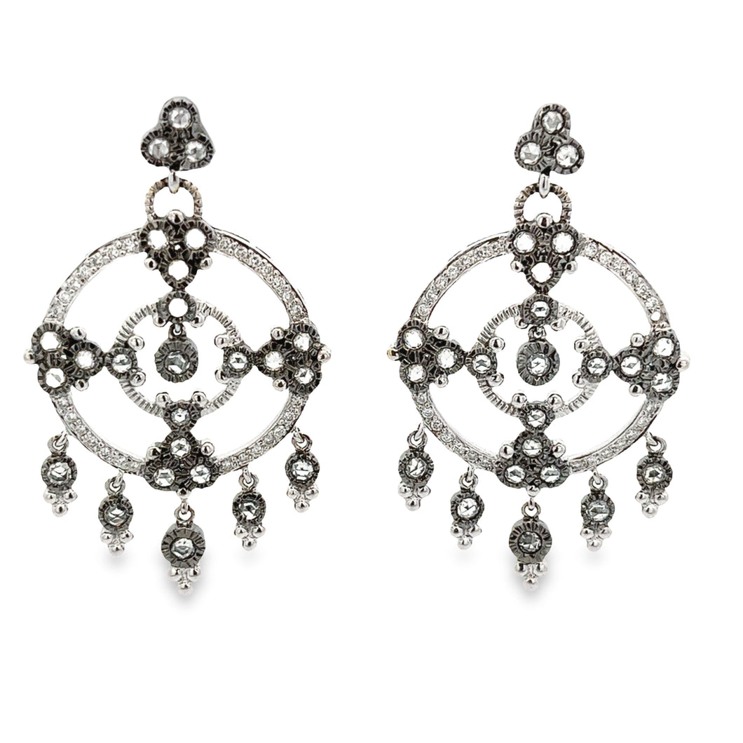 18k white gold earrings with black rhodium and 106 diamonds totalin...