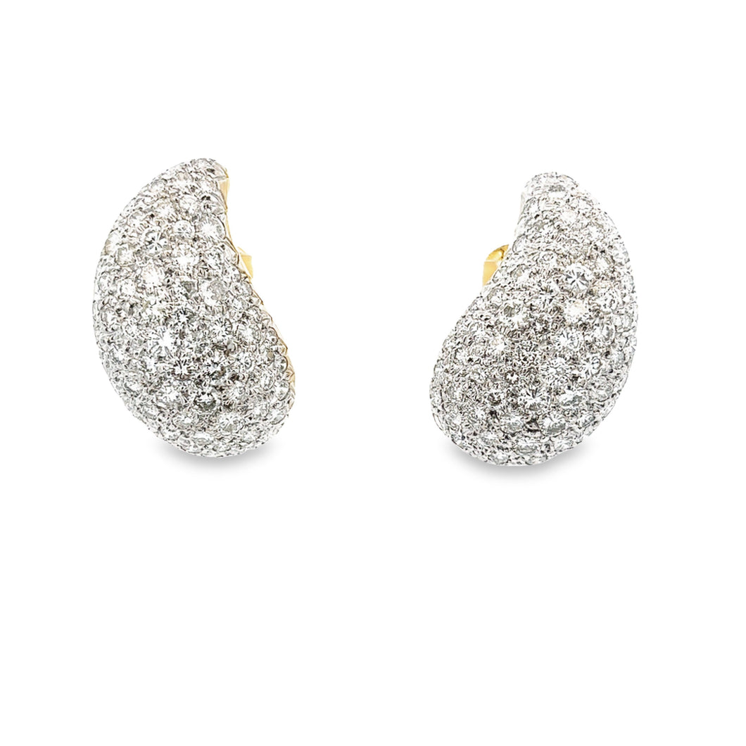 18k yellow gold earrings with pave-set diamonds totaling approximat...