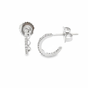 These small Tacori 14k white gold french huggy earrings feature pav...