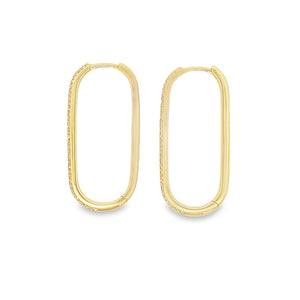 14k yellow gold hoop earrings featuring diamonds totaling approx. ....