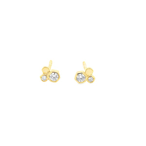 Dainty 14k yellow gold hexagon shaped earrings feature round brilli...