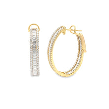 These beautiful 18k yellow gold diamond oval hoop earrings feature ...
