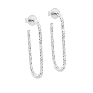 These beautiful diamond hoop earrings feature round brilliant cut d...