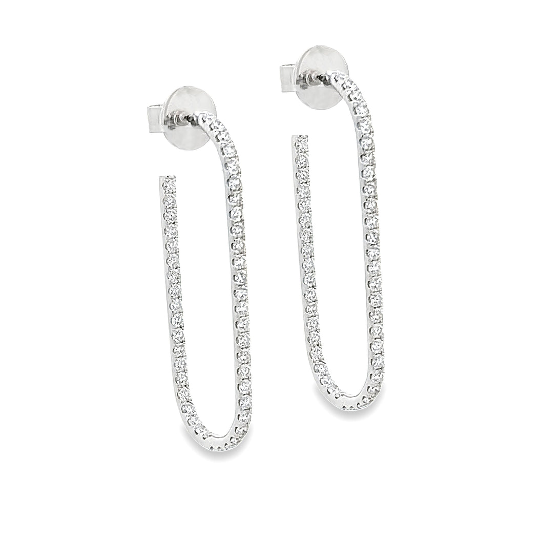 These beautiful diamond hoop earrings feature round brilliant cut d...