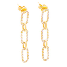 These 18k yellow gold drop earrings feature 132 pave-set round bril...