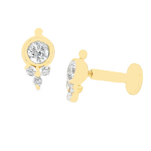18k gold flat back stud earrings feature 8 round brilliant cut diam...