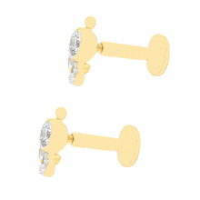 18k gold flat back stud earrings feature 8 round brilliant cut diam...
