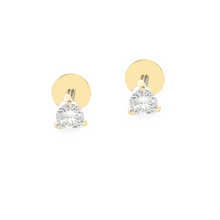 18k gold flat back stud earrings feature 2 round brilliant cut diam...
