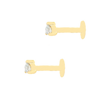 18k gold flat back stud earrings feature 2 round brilliant cut diam...