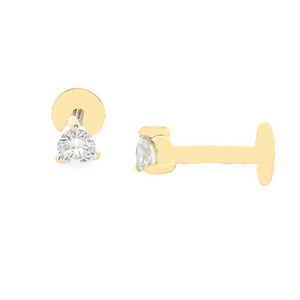 18k gold flat back stud earrings feature 2 round brilliant cut diam...