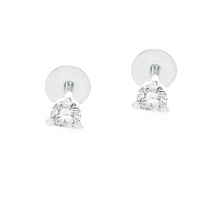 18k gold flat back stud earrings feature 2 round brilliant cut diam...