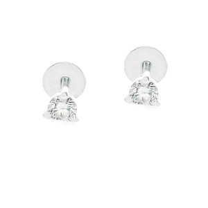 18k gold flat back stud earrings feature 2 round brilliant cut diam...