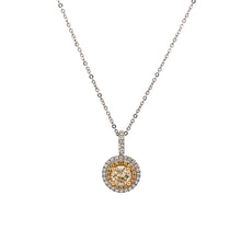 This 18k white/yellow gold necklace features a champagne diamond th...