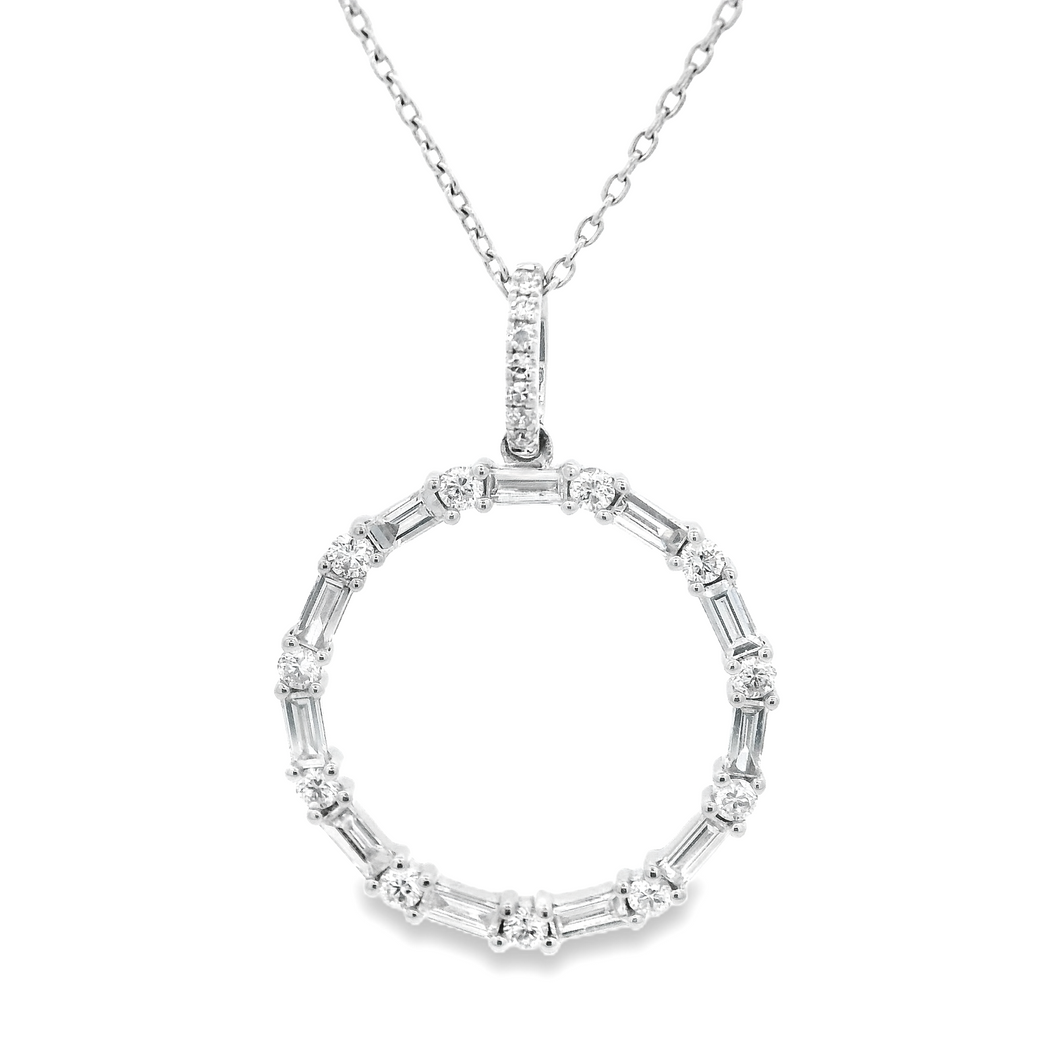 14k white gold circle of love pendant with 29 diamonds totaling app...