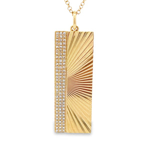 14k yellow gold chain with a starburst pendant featuring pave-set d...