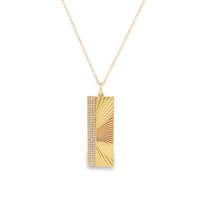 14k yellow gold chain with a starburst pendant featuring pave-set d...