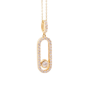 This gorgeous 18k yellow gold pendant features pave-set diamonds an...