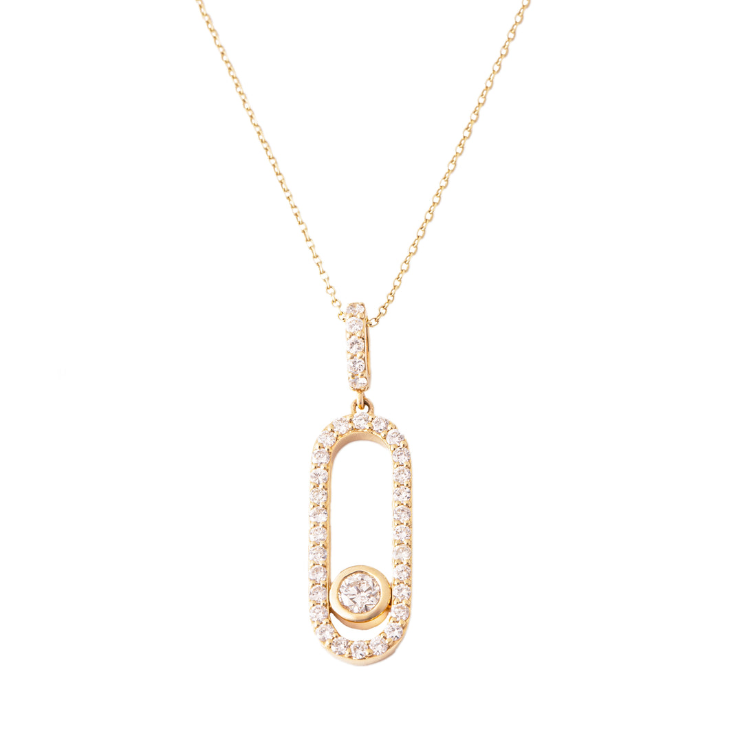 This gorgeous 18k yellow gold pendant features pave-set diamonds an...