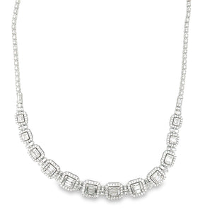 11.79ct 18k white gold diamond necklace. Diamonds run around the wh...